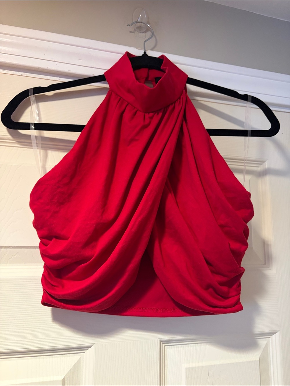 NWOT Halter Draped Crop Top in Red M